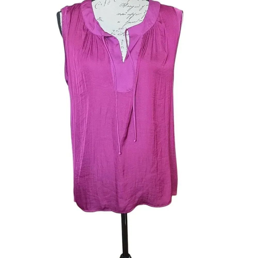Sweet Grey Women's Size Large Purple Silky Mixed Material Sleeveless Tank